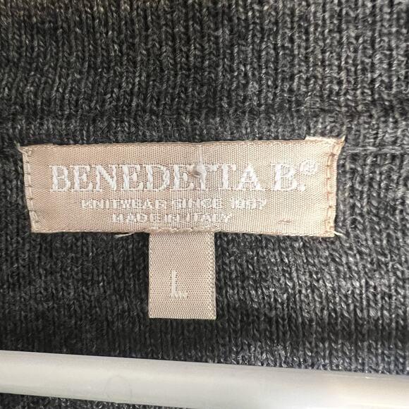 Benedetta B Italy Merino Wool Cashmere Gray Black Button Up Blazer Womens Sz L - Picture 7 of 12